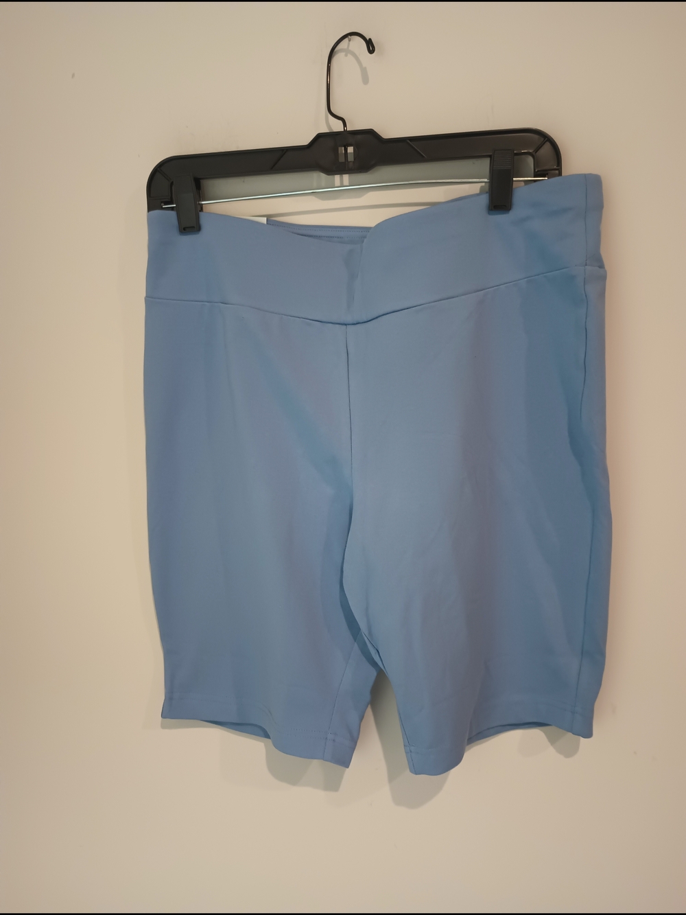 NWT Terra & Sky Womens Plus Size 0X 14W High Rise Bike Shorts Blue 7" Inseam